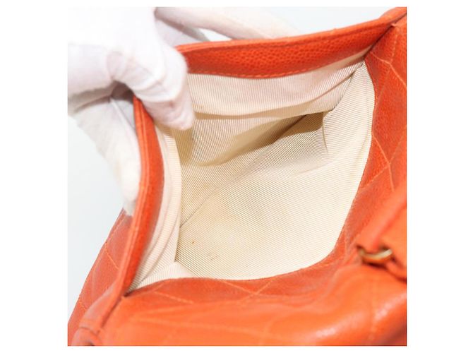 CHANEL Matelasse Backpack Caviar Skin Orange Gold CC - vista 27