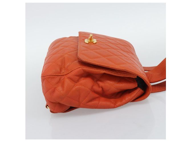 CHANEL Matelasse Backpack Caviar Skin Orange Gold CC - vista 5