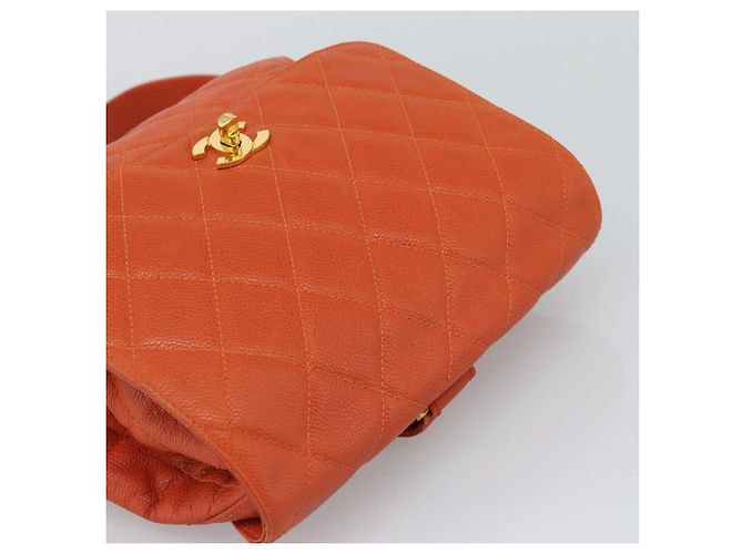 CHANEL Matelasse Backpack Caviar Skin Orange Gold CC - vista 6