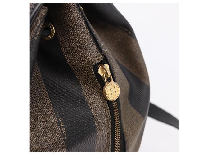 FENDI Pecan Canvas Backpack PVC Black Brown - vista 18