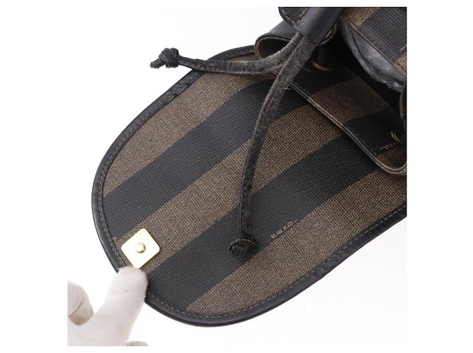 FENDI Pecan Canvas Backpack PVC Black Brown - vista 19