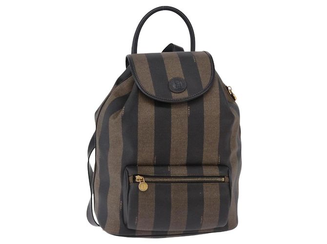 FENDI Pecan Canvas Backpack PVC Black Brown - vista 2