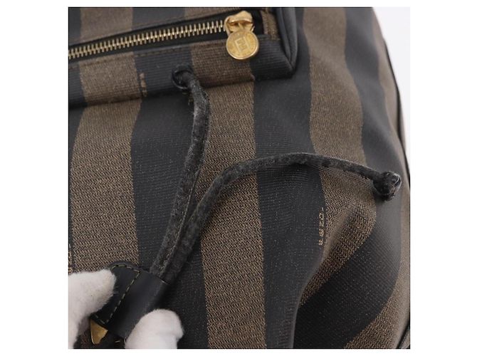 FENDI Pecan Canvas Backpack PVC Black Brown - vista 20