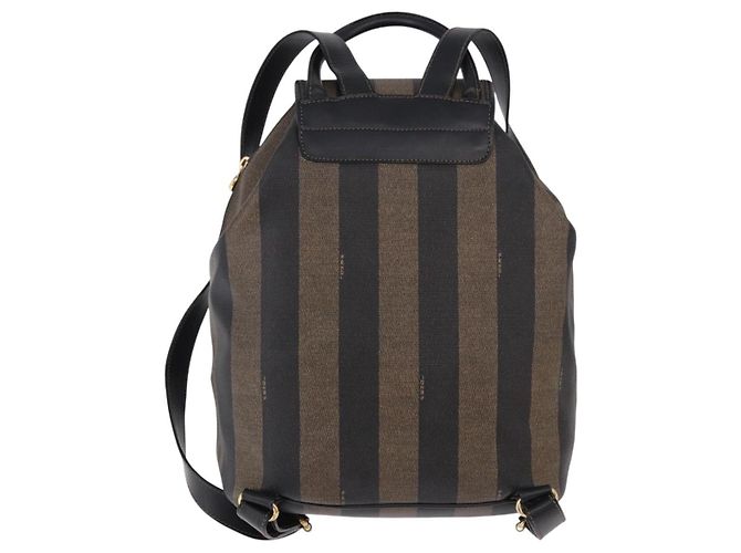 FENDI Pecan Canvas Backpack PVC Black Brown - vista 3