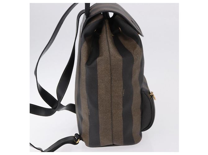 FENDI Pecan Canvas Backpack PVC Black Brown - vista 5