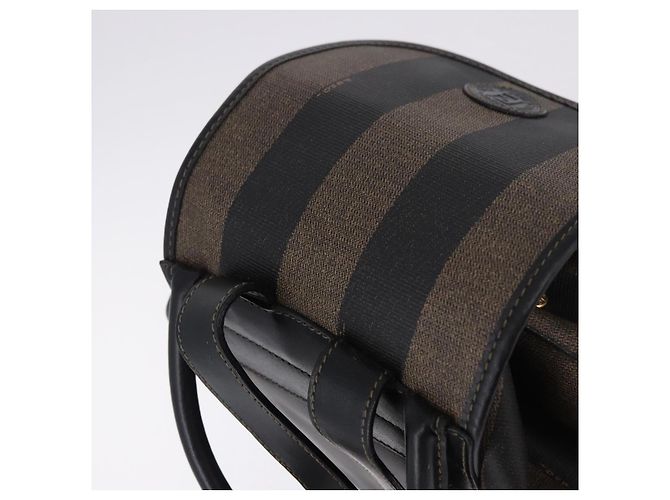 FENDI Pecan Canvas Backpack PVC Black Brown - vista 6