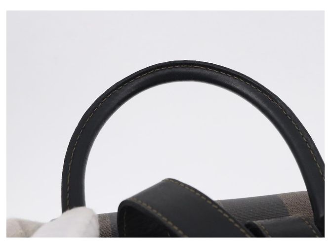 FENDI Pecan Canvas Backpack PVC Black Brown - vista 8