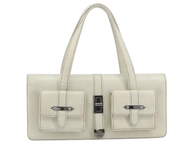CHANEL Hand Bag Leather White Silver CC - view 2