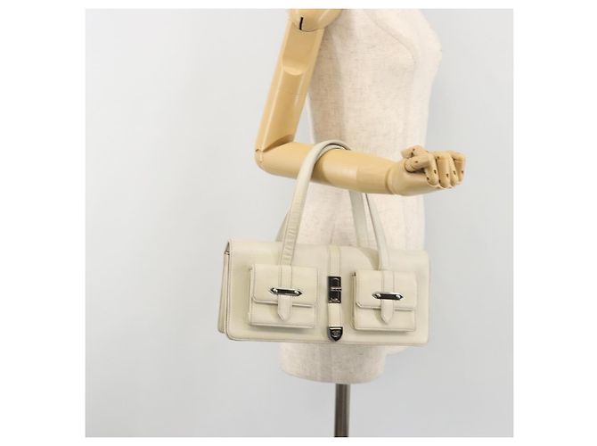 CHANEL Hand Bag Leather White Silver CC - view 26