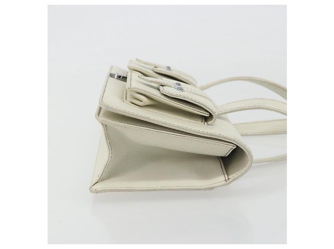 CHANEL Hand Bag Leather White Silver CC - view 4
