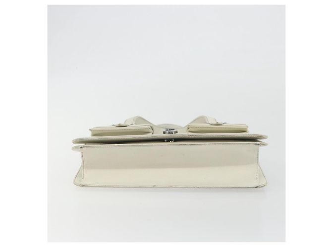 CHANEL Hand Bag Leather White Silver CC - view 9