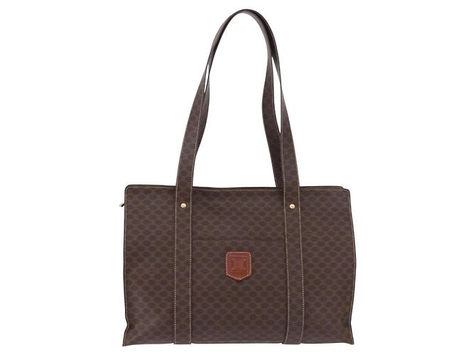 Céline CELINE Macadam Shoulder Bag PVC Leather Brown Gold Tone - vista 2