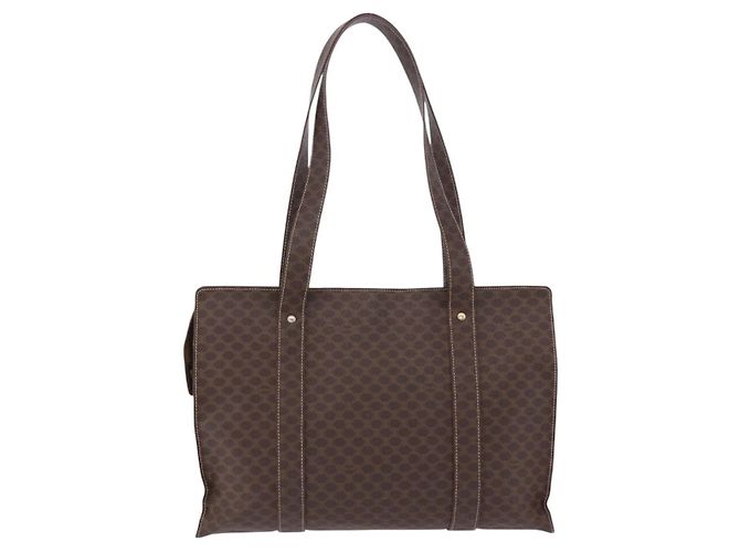 Céline CELINE Macadam Shoulder Bag PVC Leather Brown Gold Tone - vista 3