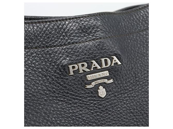 PRADA Shoulder Bag Leather Black Silver - vista 15