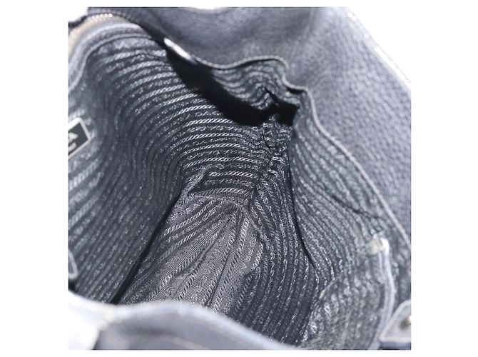 PRADA Shoulder Bag Leather Black Silver - vista 18