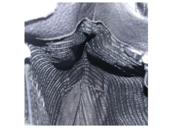PRADA Shoulder Bag Leather Black Silver - vista 19