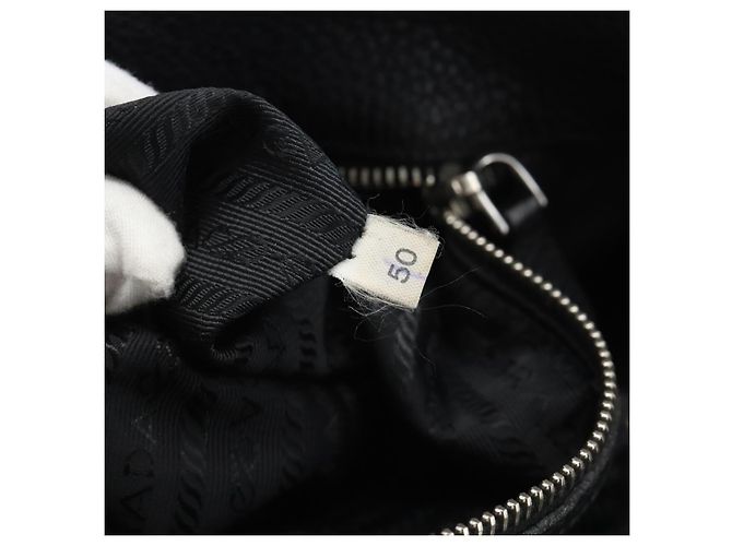 PRADA Shoulder Bag Leather Black Silver - vista 22