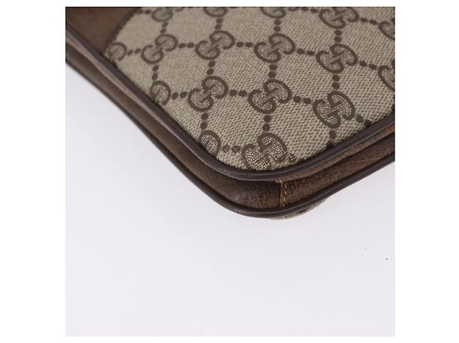 GUCCI GG Supreme Shoulder Bag PVC Leather Beige Gold Tone - vista 10