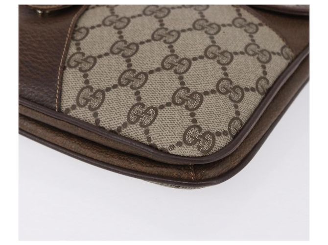 GUCCI GG Supreme Shoulder Bag PVC Leather Beige Gold Tone - vista 11