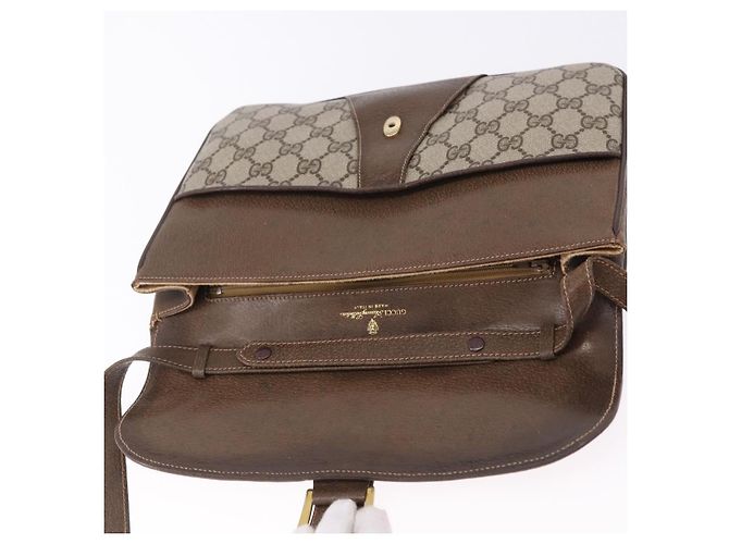 GUCCI GG Supreme Shoulder Bag PVC Leather Beige Gold Tone - vista 15