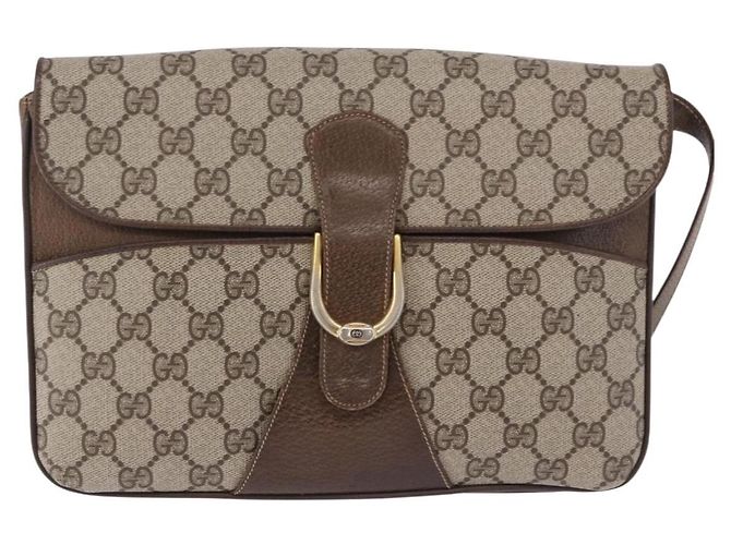 GUCCI GG Supreme Shoulder Bag PVC Leather Beige Gold Tone - vista 2