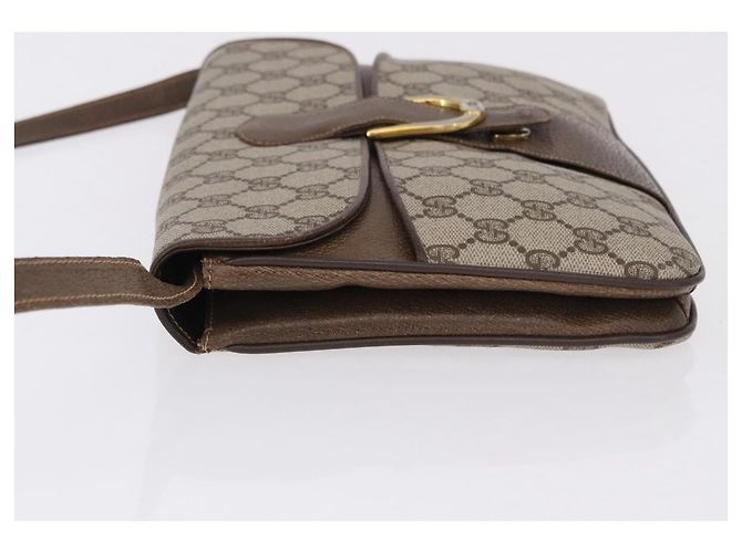 GUCCI GG Supreme Shoulder Bag PVC Leather Beige Gold Tone - vista 5