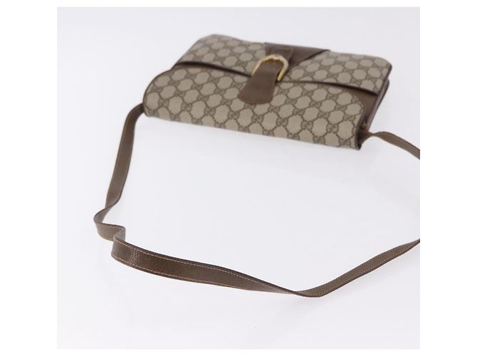 GUCCI GG Supreme Shoulder Bag PVC Leather Beige Gold Tone - vista 7