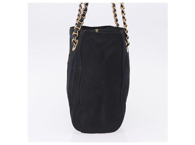PRADA Chain Shoulder Tote Bag Nylon Black Gold - vista 4