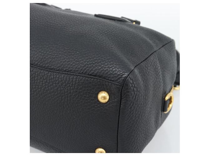 PRADA Hand Bag Leather Black Gold Tone - vista 10