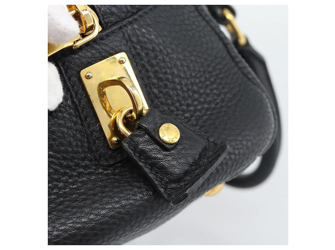 PRADA Hand Bag Leather Black Gold Tone - vista 16