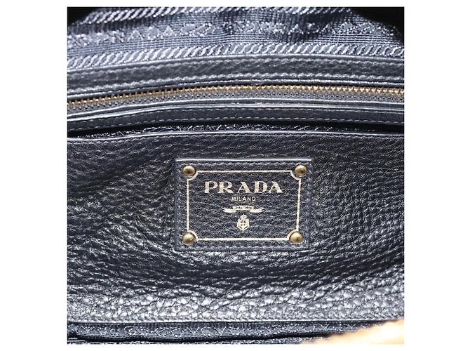 PRADA Hand Bag Leather Black Gold Tone - vista 18