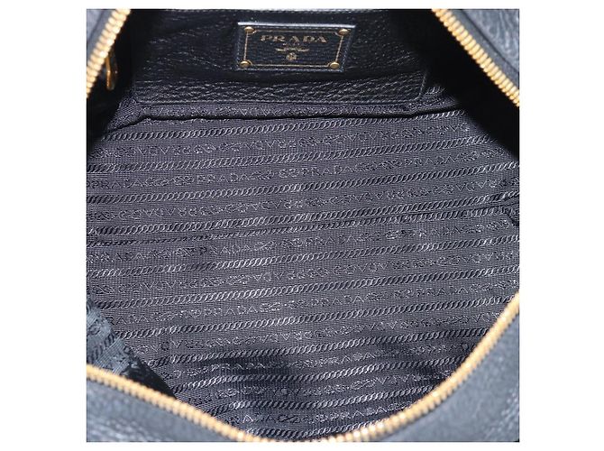 PRADA Hand Bag Leather Black Gold Tone - vista 19