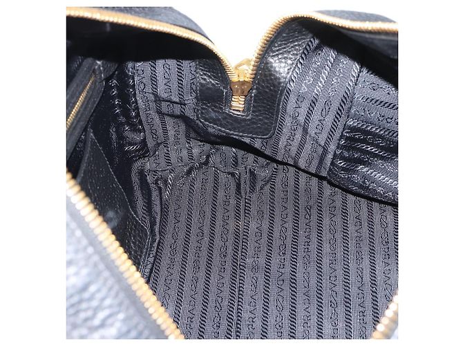 PRADA Hand Bag Leather Black Gold Tone - vista 20