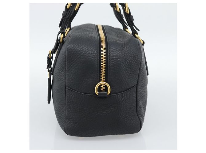 PRADA Hand Bag Leather Black Gold Tone - vista 5