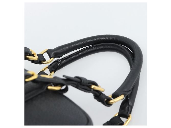 PRADA Hand Bag Leather Black Gold Tone - vista 8