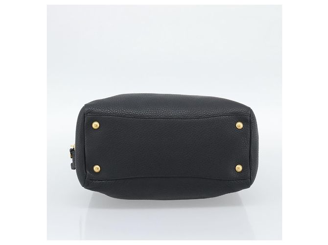 PRADA Hand Bag Leather Black Gold Tone - vista 9