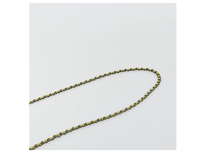 CHANEL Matelasse Chain Shoulder Bag Velor Yellow Silver CC - vista 8