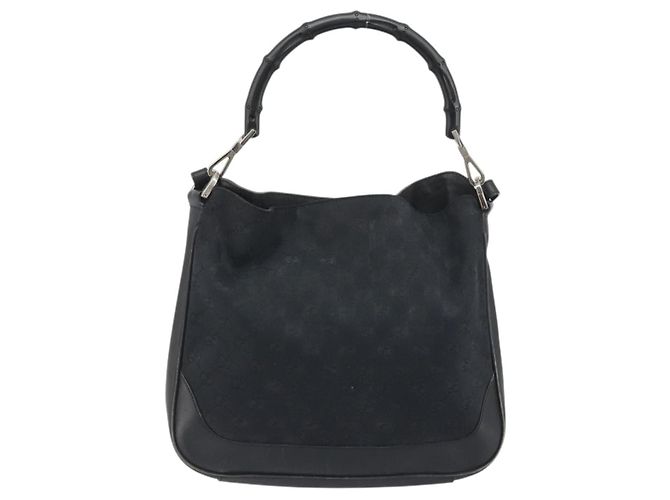 GUCCI GG Canvas Bamboo Handtasche 2-Wege Schwarz Silber 001 4095 - view 2