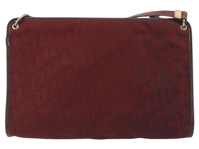 Christian Dior Trotter Canvas Shoulder Bag Red Gold - vista 3