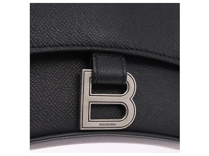 BALENCIAGA Downtown Shoulder Bag Leather Black Silver 736471 - vista 15