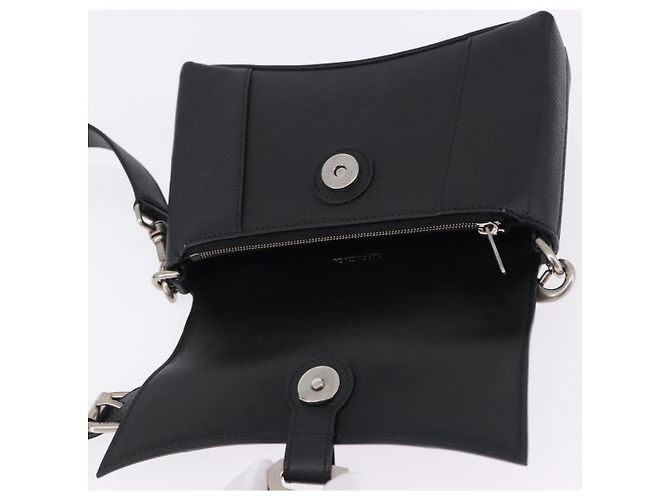 BALENCIAGA Downtown Shoulder Bag Leather Black Silver 736471 - vista 16