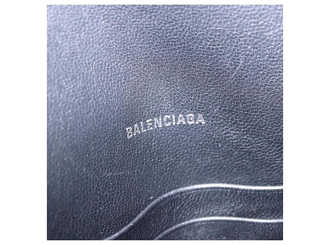 BALENCIAGA Downtown Shoulder Bag Leather Black Silver 736471 - vista 17