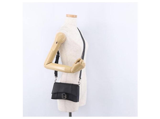 BALENCIAGA Downtown Shoulder Bag Leather Black Silver 736471 - vista 26