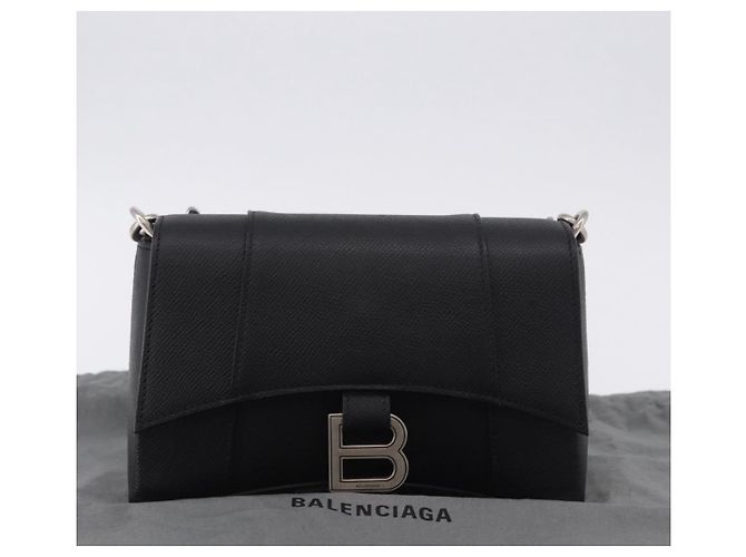 BALENCIAGA Downtown Shoulder Bag Leather Black Silver 736471 - vista 27