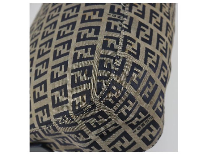 FENDI Zucchino Canvas Mamma Baguette Shoulder Bag Navy Silver - vista 13