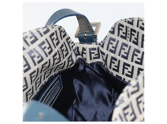 FENDI Zucchino Canvas Mamma Baguette Shoulder Bag Navy Silver - vista 20