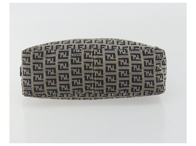 FENDI Zucchino Canvas Mamma Baguette Shoulder Bag Navy Silver - vista 9