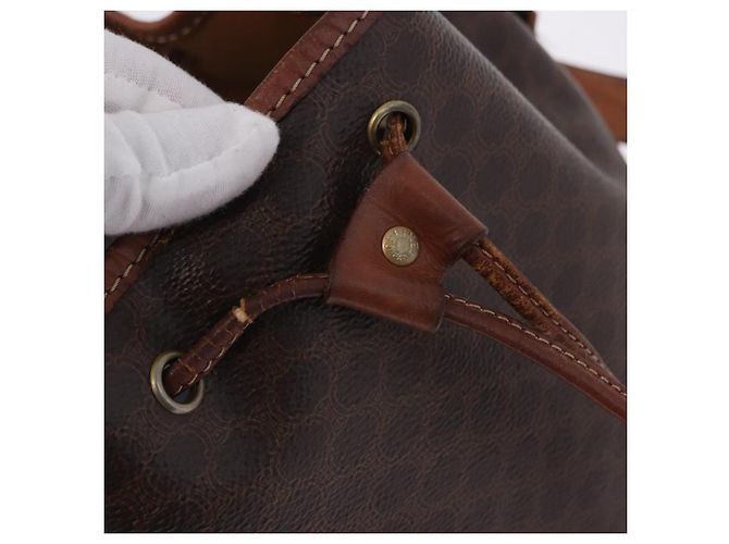 Céline CELINE Macadam Canvas Shoulder Bag PVC Leather Brown Gold - vista 17