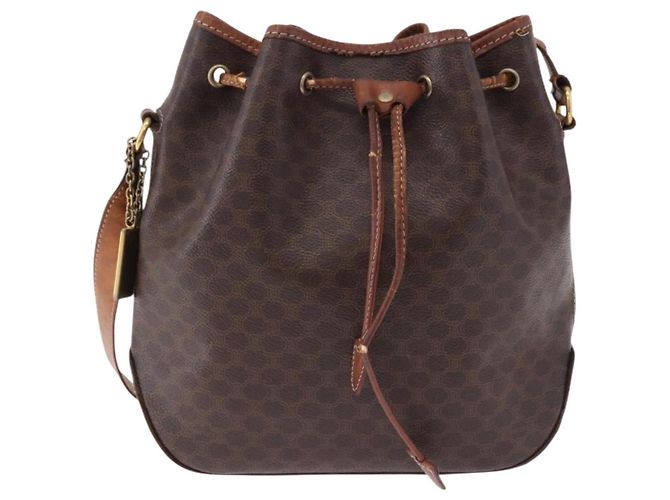 Céline CELINE Macadam Canvas Shoulder Bag PVC Leather Brown Gold - vista 2