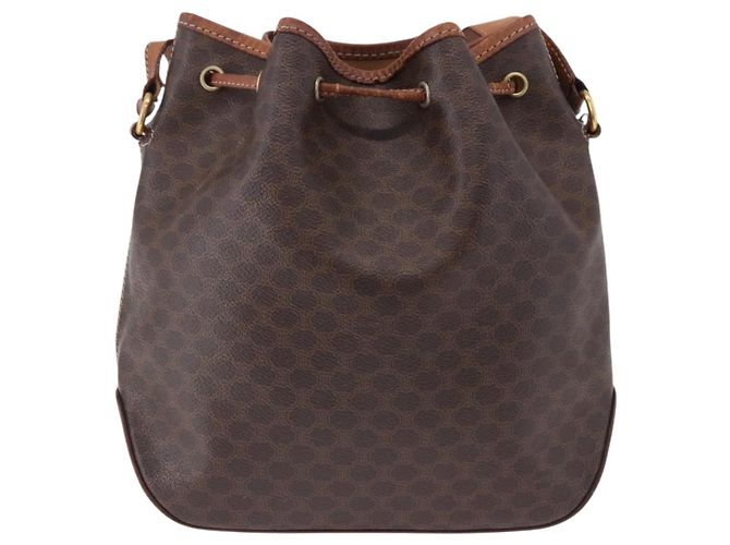 Céline CELINE Macadam Canvas Shoulder Bag PVC Leather Brown Gold - vista 3